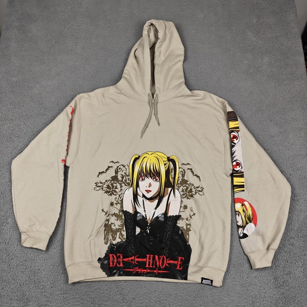 Broken Promises Death Note Hoodie Mens Medium Beige‎ Misa Amane Graphic Anime